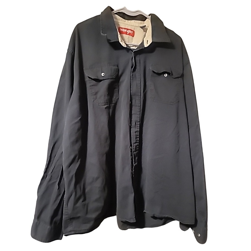 Wrangler Mens 3XL Long Sleeve Button Down Work Shirt Charcoal‎ Gray 100% Cotton